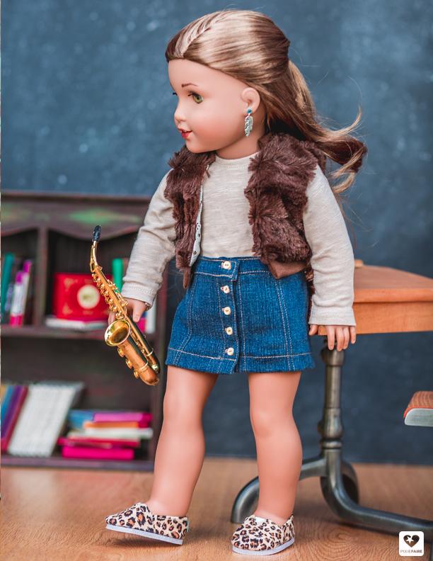 Liberty Jane 18 Inch Modern Button Front Mini Skirt 18" Doll Clothes pattern Pixie Faire