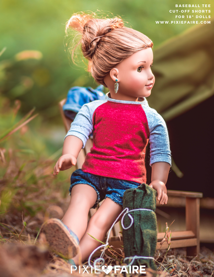 Liberty Jane 18 Inch Modern Baseball Tee 18" Doll Clothes Pattern Pixie Faire