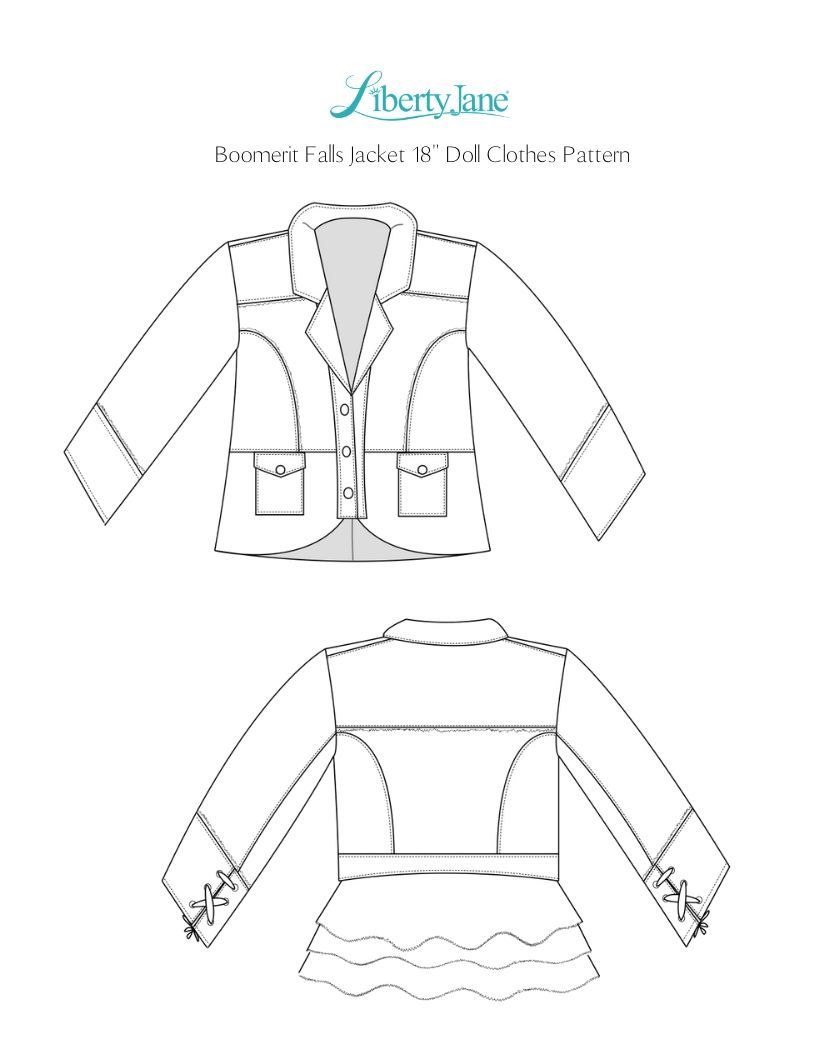 Liberty Jane 18 Inch Modern Boomerit Falls Jacket 18" Doll Clothes Pattern Pixie Faire