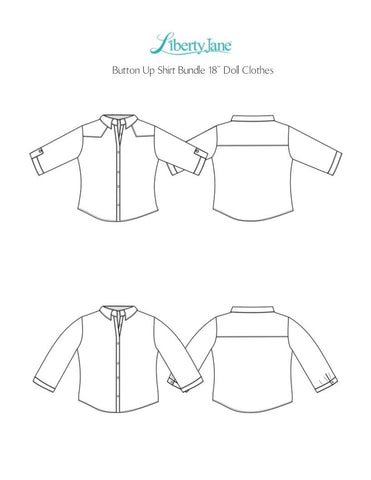 Liberty Jane Button Up Shirt 18 inch Doll Clothes Pattern PDF Download
