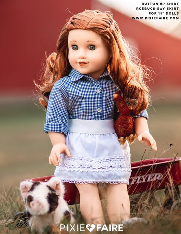 Liberty Jane 18 Inch Modern Button Up Shirt Bundle for Girls and Boys 18" Doll Clothes Pattern Pixie Faire