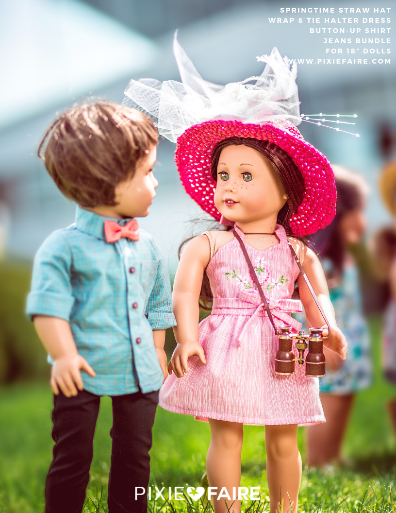 Sweet Pea Fashions 18 Inch Modern Wrap & Tie Halter Dress and Top 18" Doll Clothes Pattern Pixie Faire