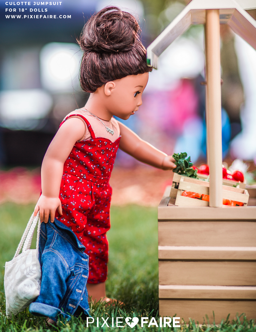Liberty Jane 18 Inch Modern Culotte Jumpsuit 18" Doll Clothes Pattern Pixie Faire