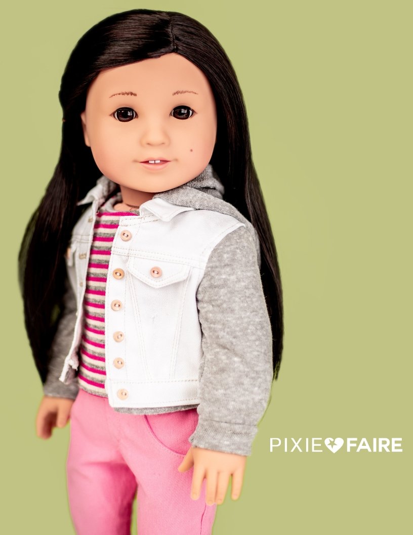 Liberty Jane 18 Inch Modern Denim Jacket 18" Doll Clothes Pattern Pixie Faire