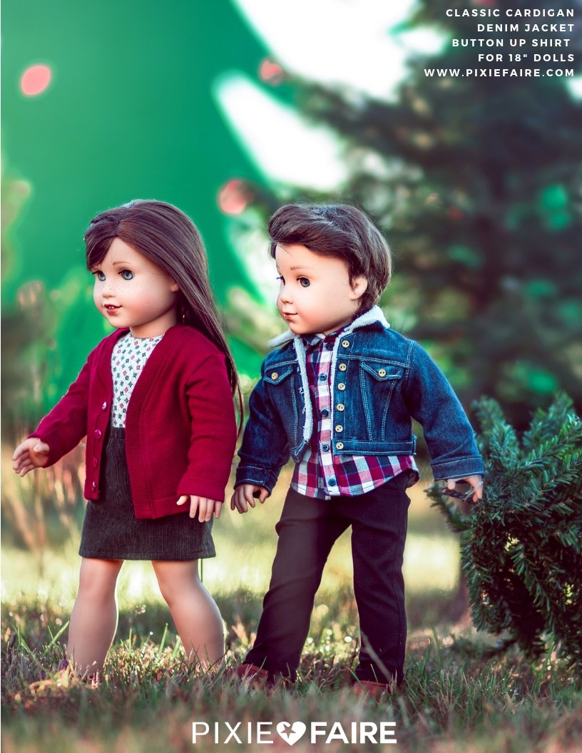 Liberty Jane 18 Inch Modern Denim Jacket 18" Doll Clothes Pattern Pixie Faire