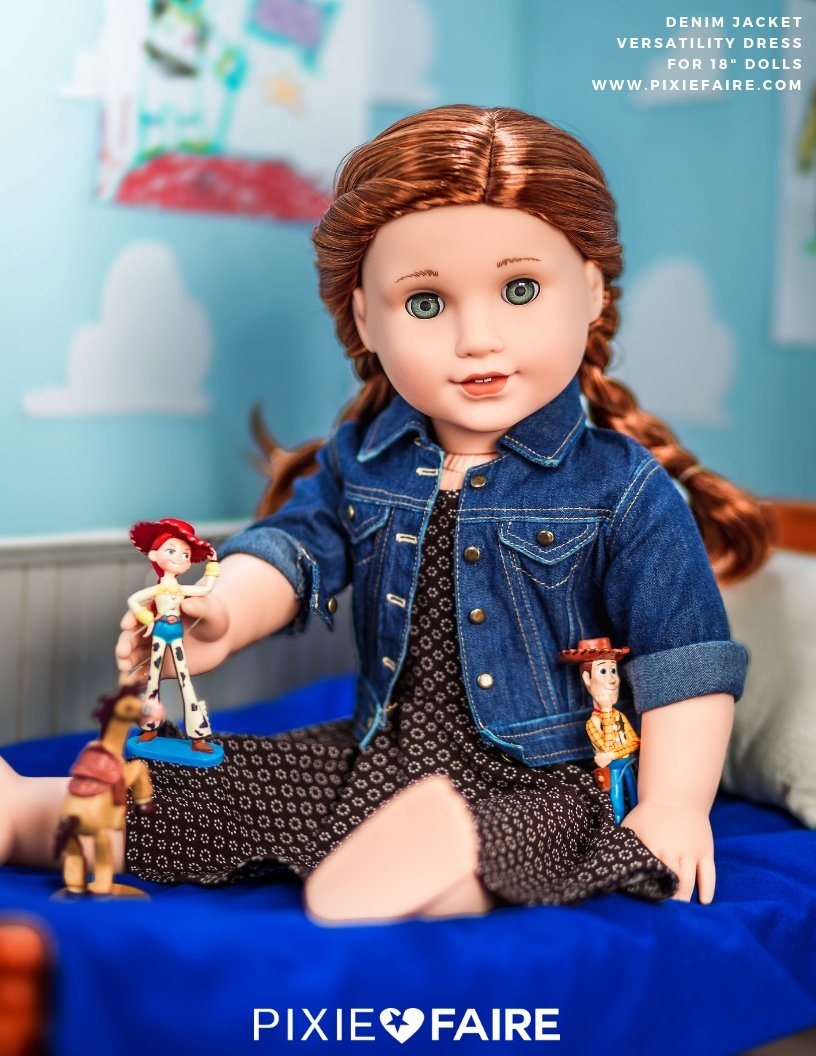 Liberty Jane 18 Inch Modern Denim Jacket 18" Doll Clothes Pattern Pixie Faire