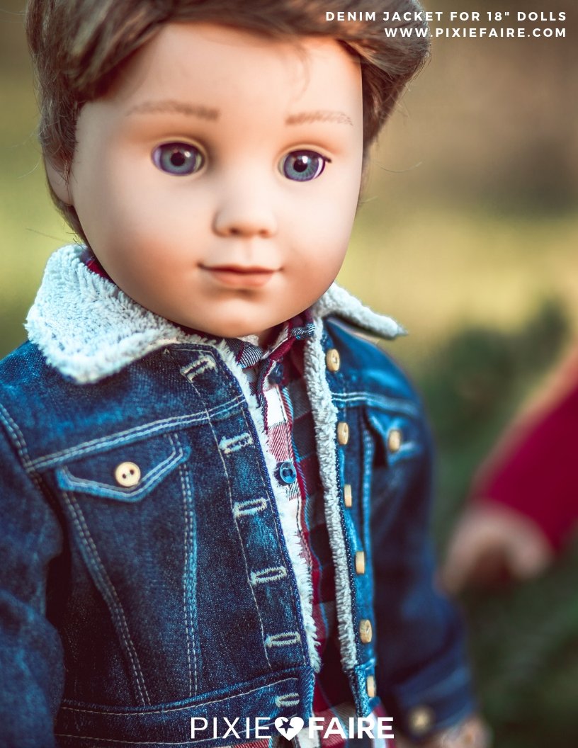 Liberty Jane 18 Inch Modern Denim Jacket 18" Doll Clothes Pattern Pixie Faire