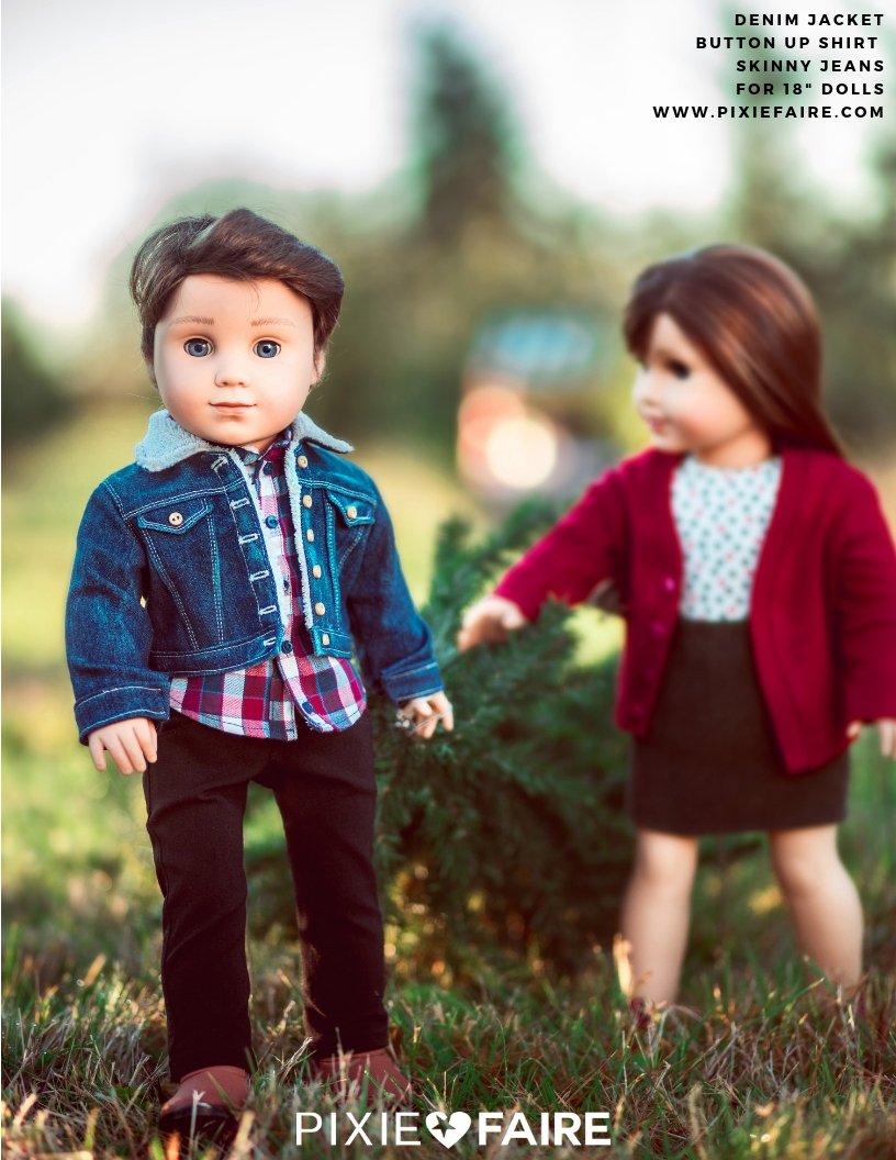Liberty Jane 18 Inch Modern Denim Jacket 18" Doll Clothes Pattern Pixie Faire
