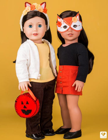 Miss Cake's Closet 18 Inch Modern Halloween Masks and Trick or Treat Bags 14-18" Doll Accessory Pattern Pixie Faire
