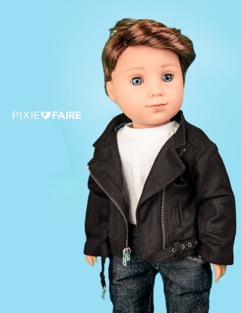 Liberty Jane 18 Inch Modern Motorcycle Jacket 18" Doll Clothes Pattern Pixie Faire