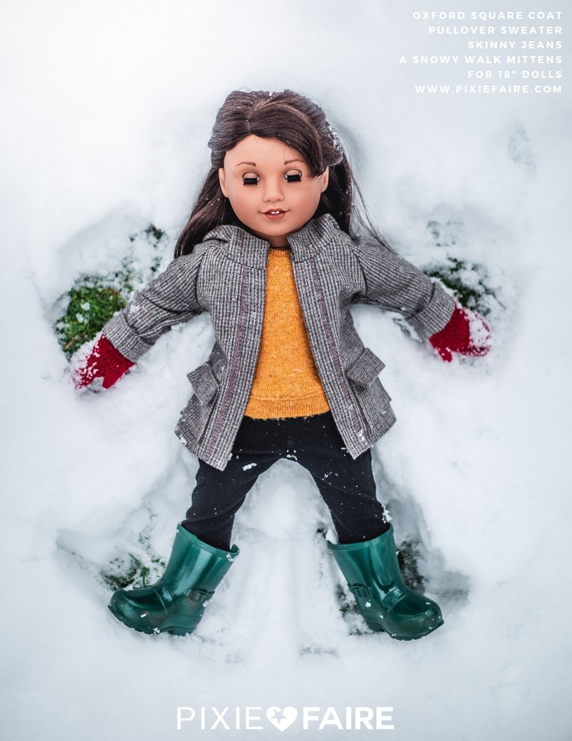 Liberty Jane 18 Inch Modern Oxford Square Coat 18" Doll Clothes Pattern Pixie Faire