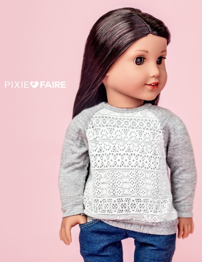 Liberty Jane 18 Inch Modern Piccadilly Sweater and Skirt Bundle 18" Doll Clothes Pattern Pixie Faire