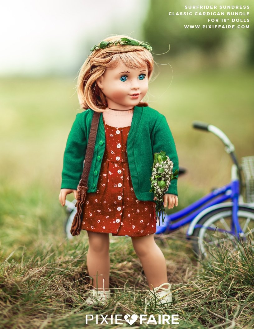 Liberty Jane 18 Inch Modern Surfrider Sundress and Romper 18” Doll Clothes Pattern Pixie Faire