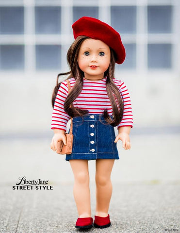 Liberty Jane 18 Inch Modern Button Front Mini Skirt 18" Doll Clothes pattern Pixie Faire