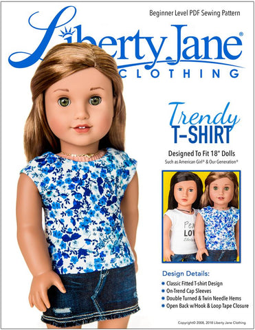 Liberty Jane 18 Inch Modern FREE T-Shirt 18" Doll Clothes Pattern Pixie Faire