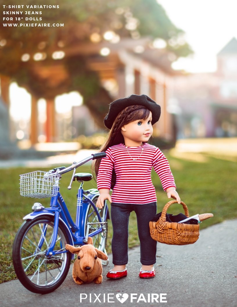 Liberty Jane 18 Inch Modern T-Shirt Variations 18" Doll Clothes Pattern Pixie Faire