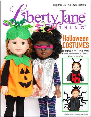 Liberty Jane 18 Inch Modern Halloween Costumes 13" - 14.5" Doll Clothes Pattern Pixie Faire