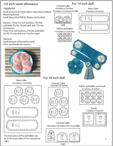 Lovely Lilacs 18 Inch Modern Flower Kitchen 14" - 18" Doll Accessory Pattern Pixie Faire