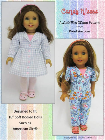 Little Miss Muffett 18 Inch Modern Candy Kisses 18" Doll Clothes Pattern Pixie Faire