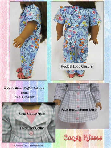 Little Miss Muffett 18 Inch Modern Candy Kisses 18" Doll Clothes Pattern Pixie Faire