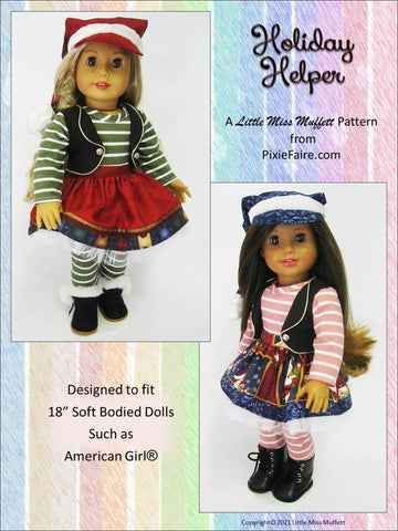 Little Miss Muffett 18 Inch Modern Holiday Helper 18" Doll Clothes Pattern Pixie Faire