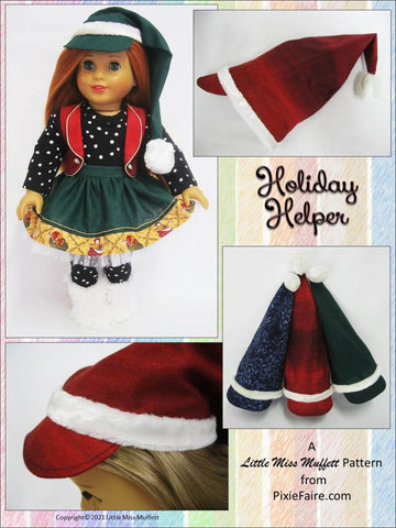 Little Miss Muffett 18 Inch Modern Holiday Helper 18" Doll Clothes Pattern Pixie Faire