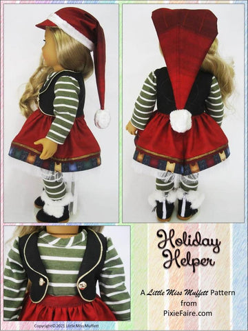 Little Miss Muffett 18 Inch Modern Holiday Helper 18" Doll Clothes Pattern Pixie Faire