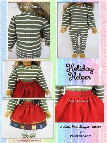 Little Miss Muffett 18 Inch Modern Holiday Helper 18" Doll Clothes Pattern Pixie Faire