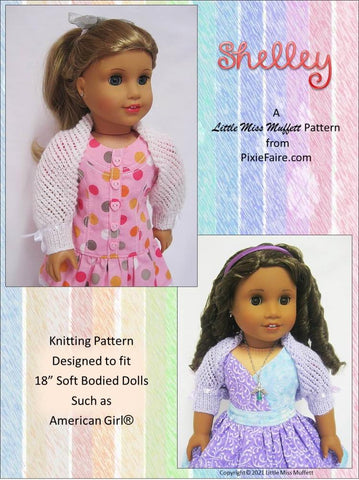 Little Miss Muffett Knitting Shelley 18" Doll Clothes Knitting Pattern Pixie Faire