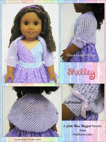 Little Miss Muffett Knitting Shelley 18" Doll Clothes Knitting Pattern Pixie Faire