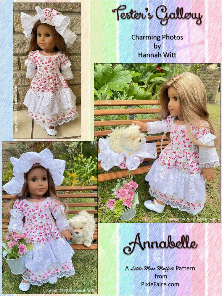 Little Miss Muffett 18 Inch Historical Annabelle 18" Doll Clothes Pattern Pixie Faire