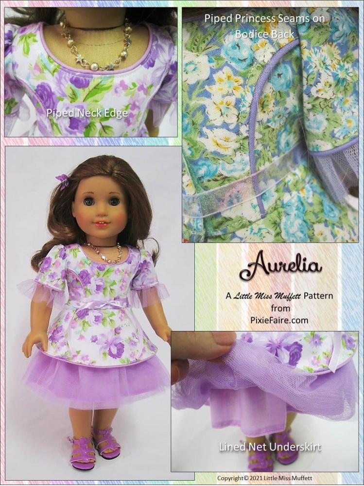 Little Miss Muffett 18 Inch Modern Aurelia 18" Doll Clothes Pattern Pixie Faire