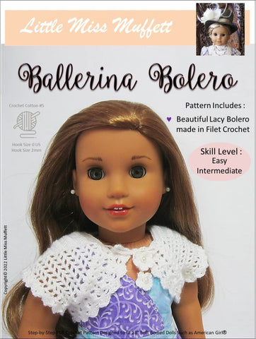 Little Miss Muffett Crochet Ballerina Bolero Crochet Pattern for 18" Dolls Pixie Faire