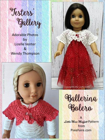 Little Miss Muffett Crochet Ballerina Bolero Crochet Pattern for 18" Dolls Pixie Faire