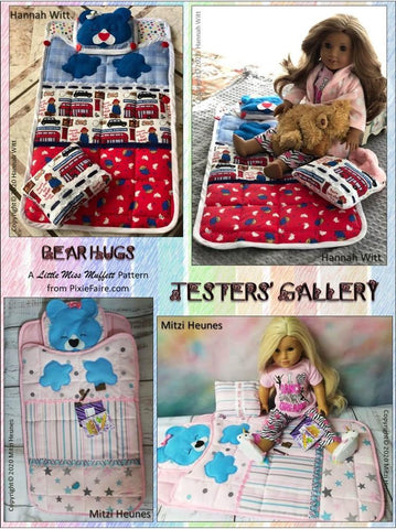 Little Miss Muffett 18 Inch Modern Bear Hugs Sleeping Bag 18" Doll Accessory Pattern Pixie Faire