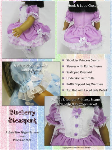 Little Miss Muffett 18 Inch Modern Blueberry Steampunk 18" Doll Clothes Pattern Pixie Faire