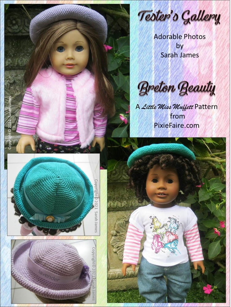 Little Miss Muffett Crochet Breton Beauty 18" Doll Clothes Crochet Pattern Pixie Faire