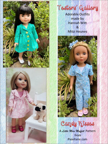 Little Miss Muffett WellieWishers Candy Kisses Jumpsuit and Dress 14.5" Doll Clothes Pattern Pixie Faire
