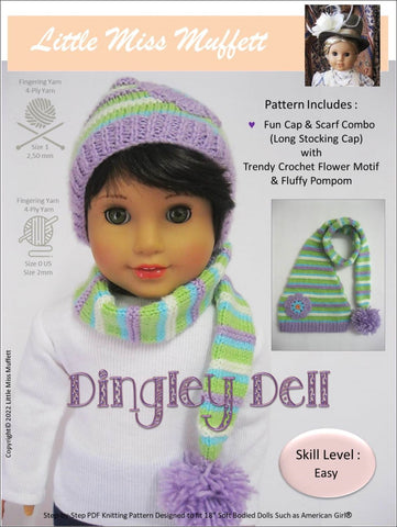 Little Miss Muffett Knitting Dingley Dell 18" Knitting Pattern Pixie Faire