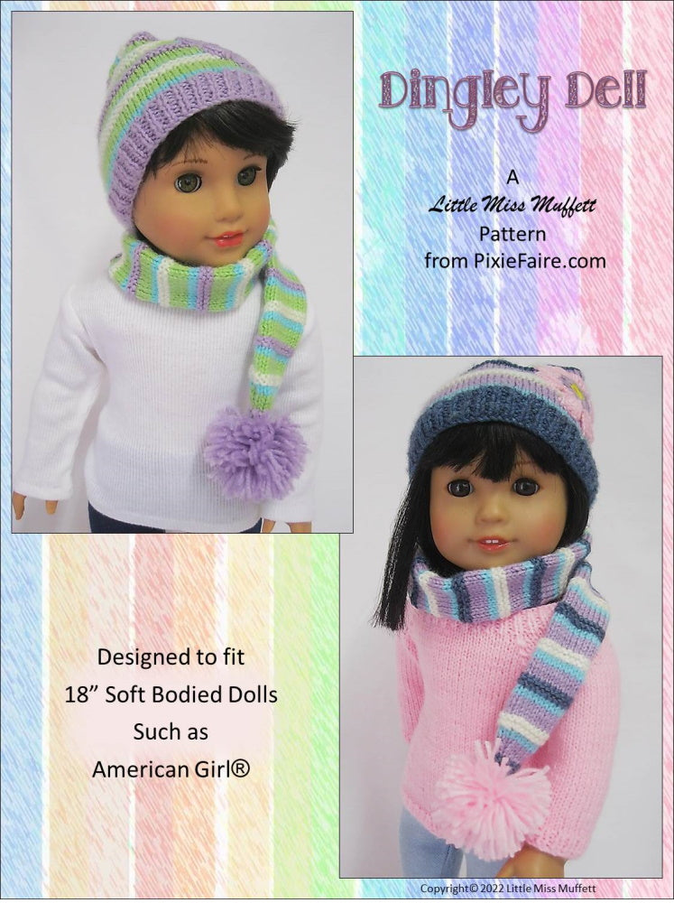 Little Miss Muffett Knitting Dingley Dell 18" Knitting Pattern Pixie Faire