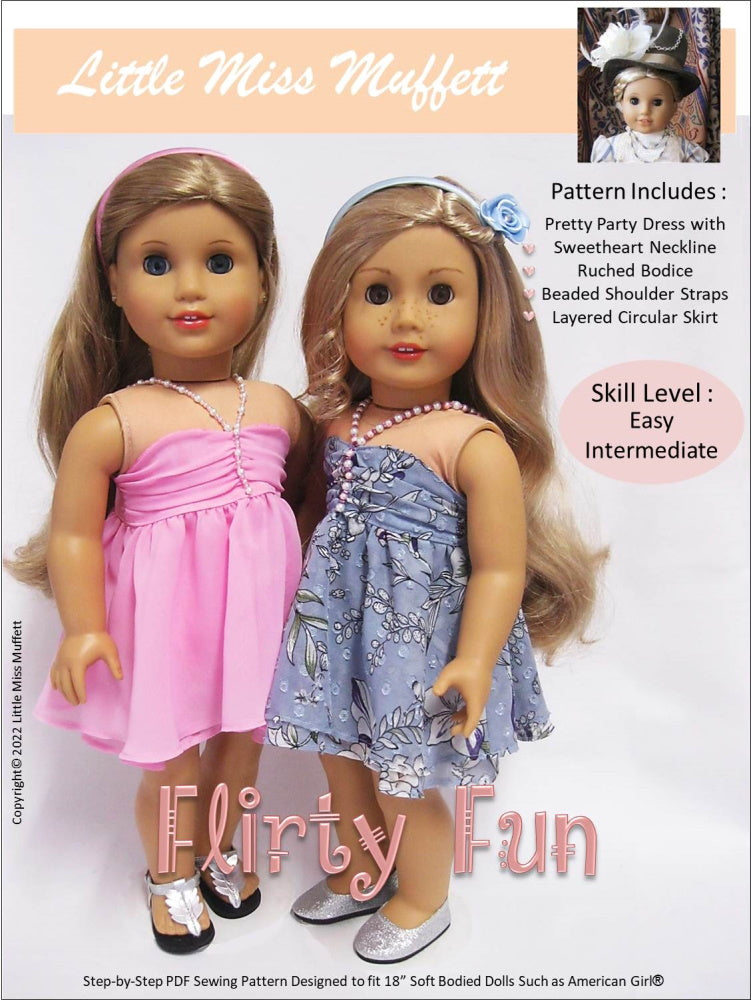 Little Miss Muffett 18 Inch Modern Flirty Fun 18" Doll Clothes Pattern Pixie Faire