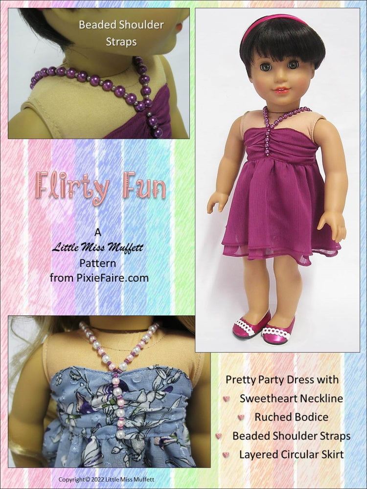 Little Miss Muffett 18 Inch Modern Flirty Fun 18" Doll Clothes Pattern Pixie Faire
