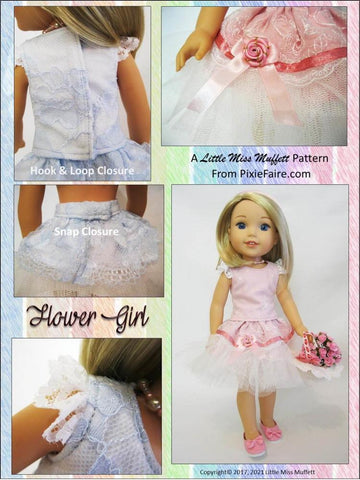 Little Miss Muffett WellieWishers Flower Girl 14.5" Doll Clothes Pattern Pixie Faire