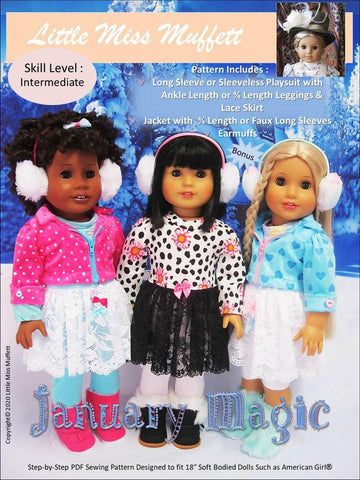 Little Miss Muffett 18 Inch Modern January Magic 18" Doll Clothes Pattern Pixie Faire