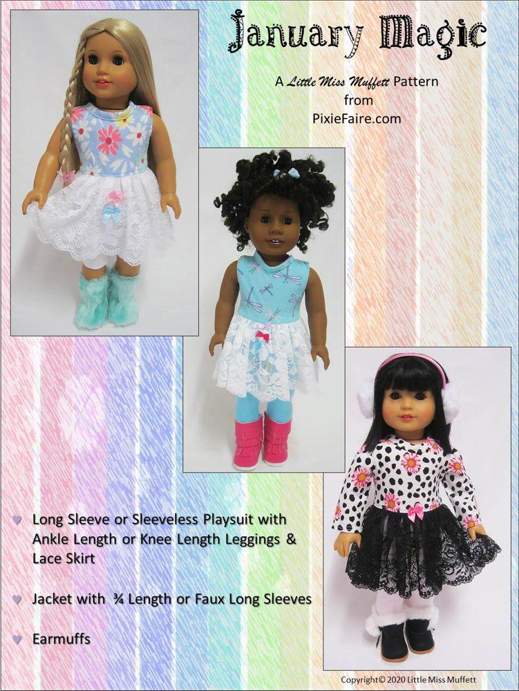 Little Miss Muffett 18 Inch Modern January Magic 18" Doll Clothes Pattern Pixie Faire