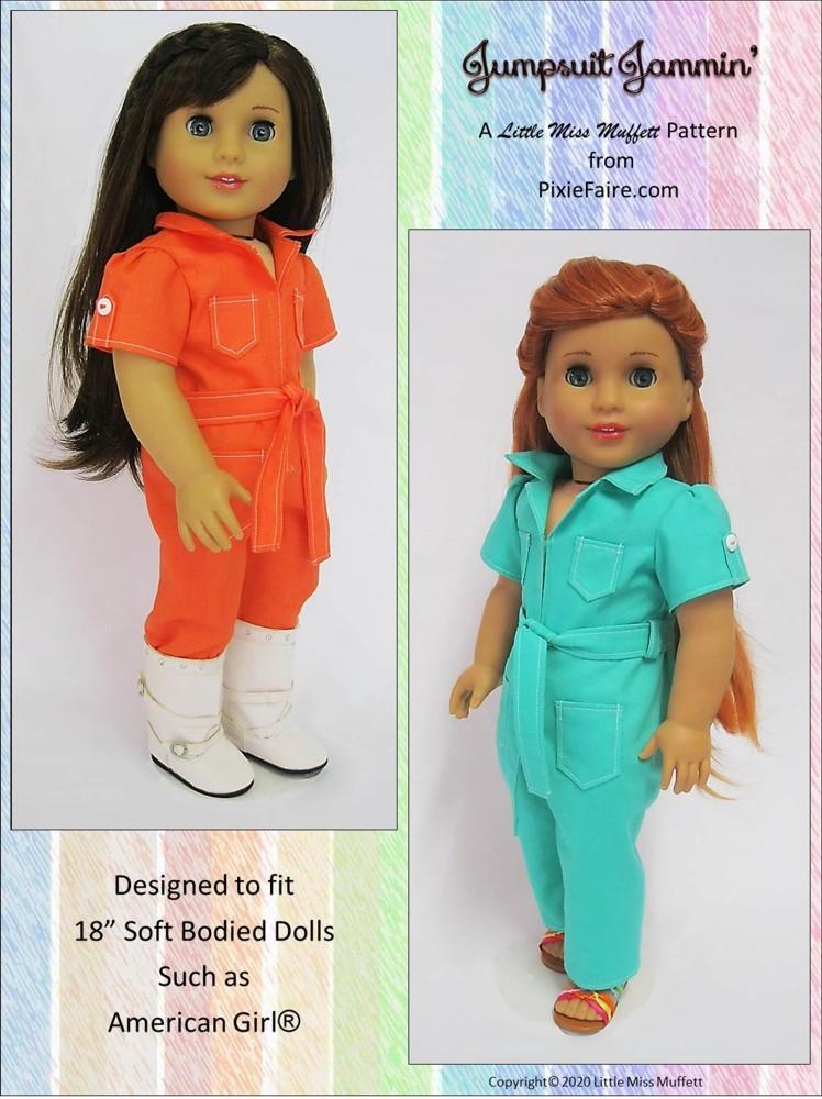 Little Miss Muffett 18 Inch Historical Jumpsuit Jammin' 18" Doll Clothes Pattern Pixie Faire