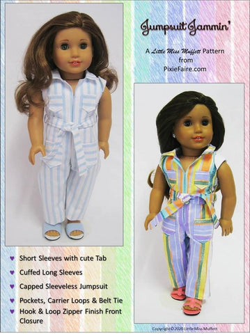 Little Miss Muffett 18 Inch Historical Jumpsuit Jammin' 18" Doll Clothes Pattern Pixie Faire