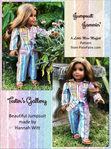 Little Miss Muffett 18 Inch Historical Jumpsuit Jammin' 18" Doll Clothes Pattern Pixie Faire