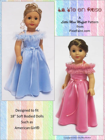 Little Miss Muffett 18 Inch Modern La Vie en Rose 18" Doll Clothes Pattern Pixie Faire