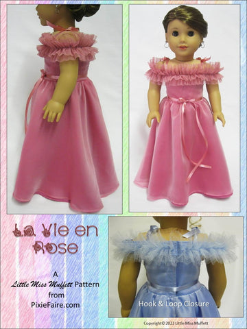 Little Miss Muffett 18 Inch Modern La Vie en Rose 18" Doll Clothes Pattern Pixie Faire